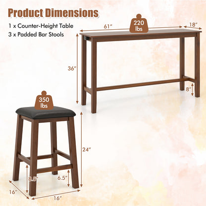 4-Piece Bar Table Set, Counter-Height Table, 3 PVC Leather Stools, Brown Dining Room Sets at Gallery Canada