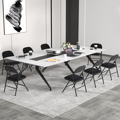 2 Pack Folding Chairs, Metal Frame PVC Leather, Indoor Outdoor, Black Conference Chairs at Gallery Canada