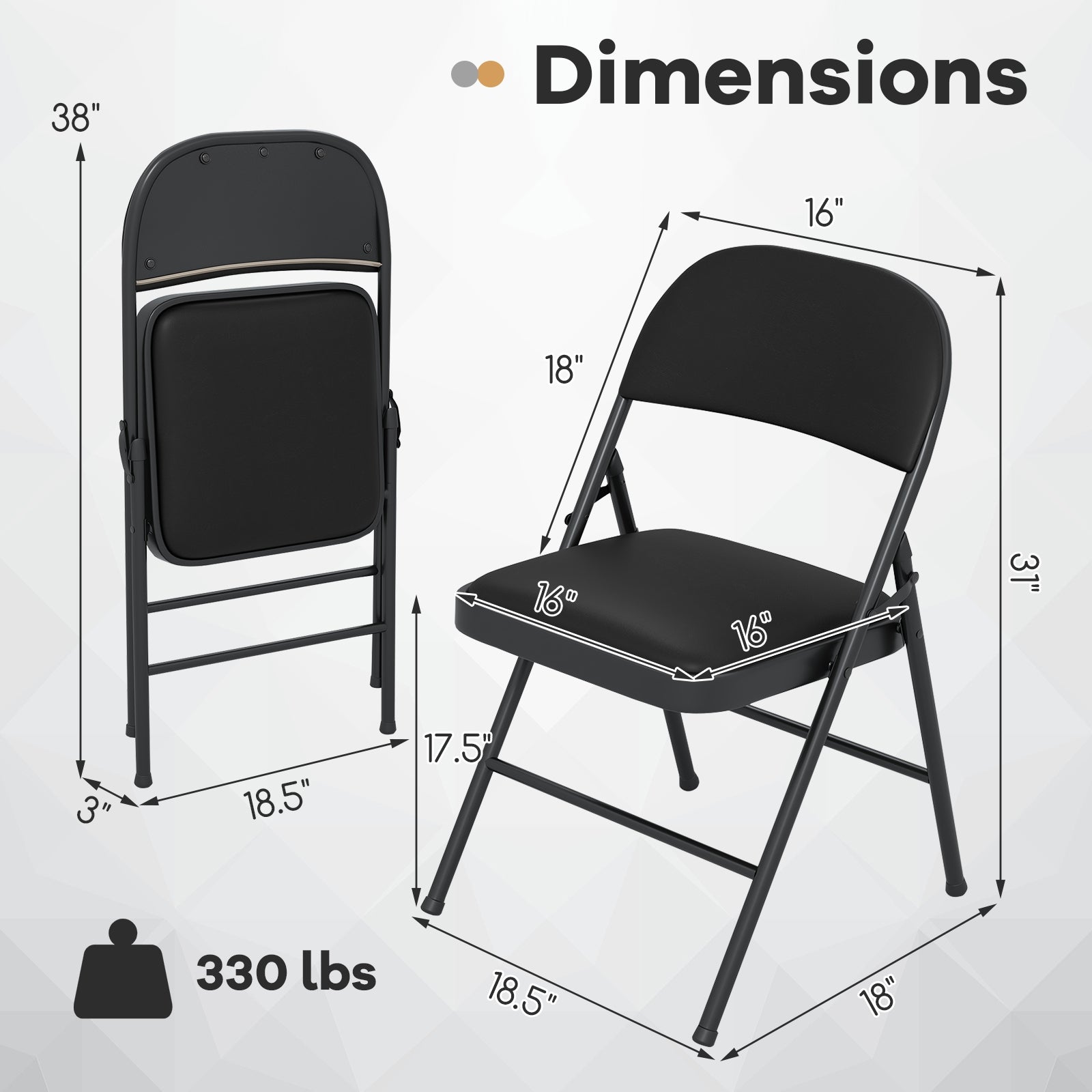 2 Pack Folding Chairs, Metal Frame PVC Leather, Indoor Outdoor, Black Conference Chairs at Gallery Canada