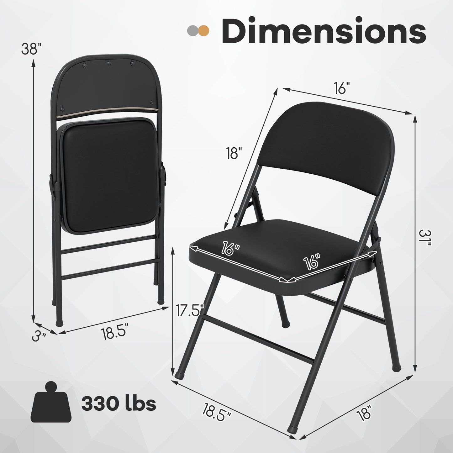 2 Pack Folding Chairs, Metal Frame PVC Leather, Indoor Outdoor, Black Conference Chairs at Gallery Canada