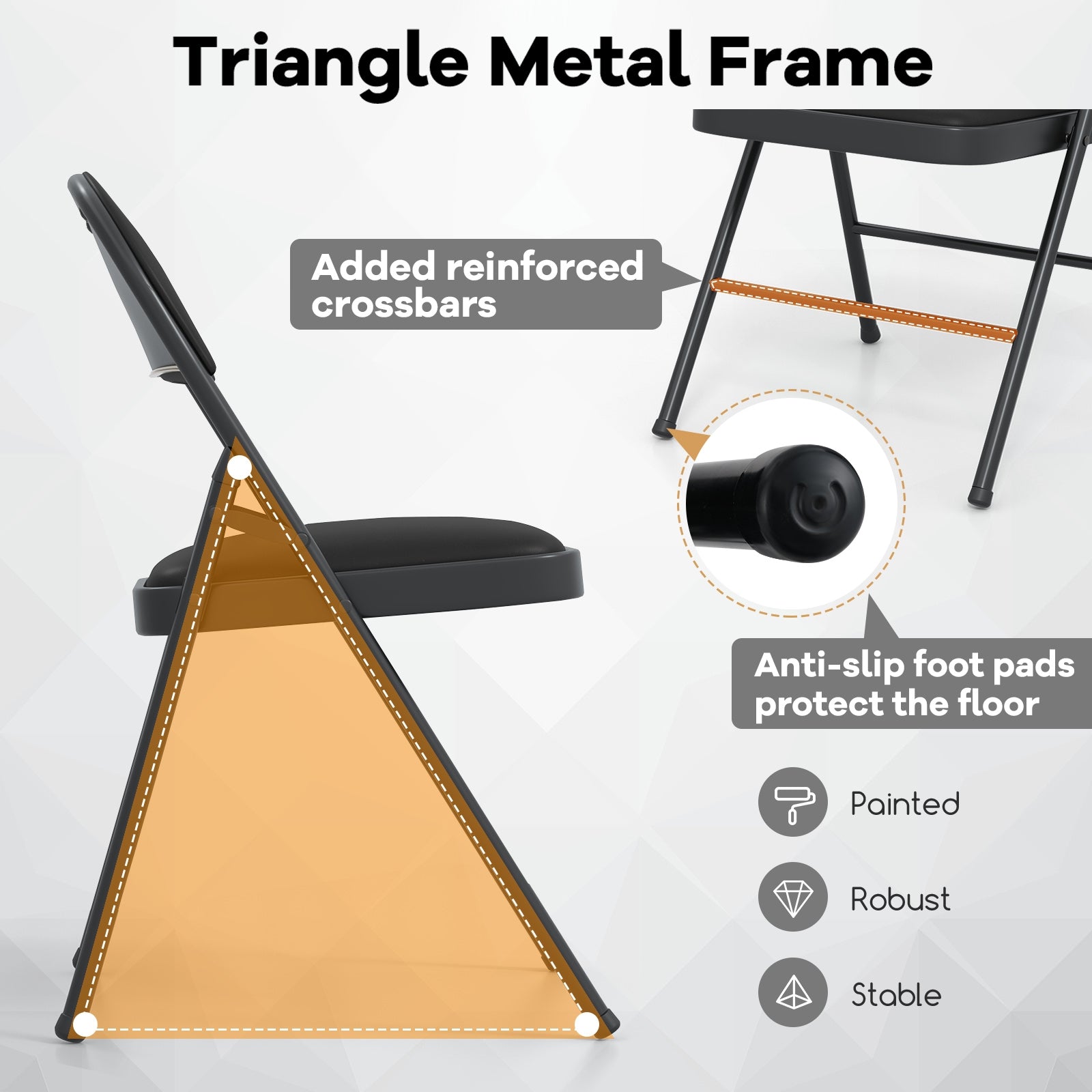 2 Pack Folding Chairs, Metal Frame PVC Leather, Indoor Outdoor, Black Conference Chairs at Gallery Canada
