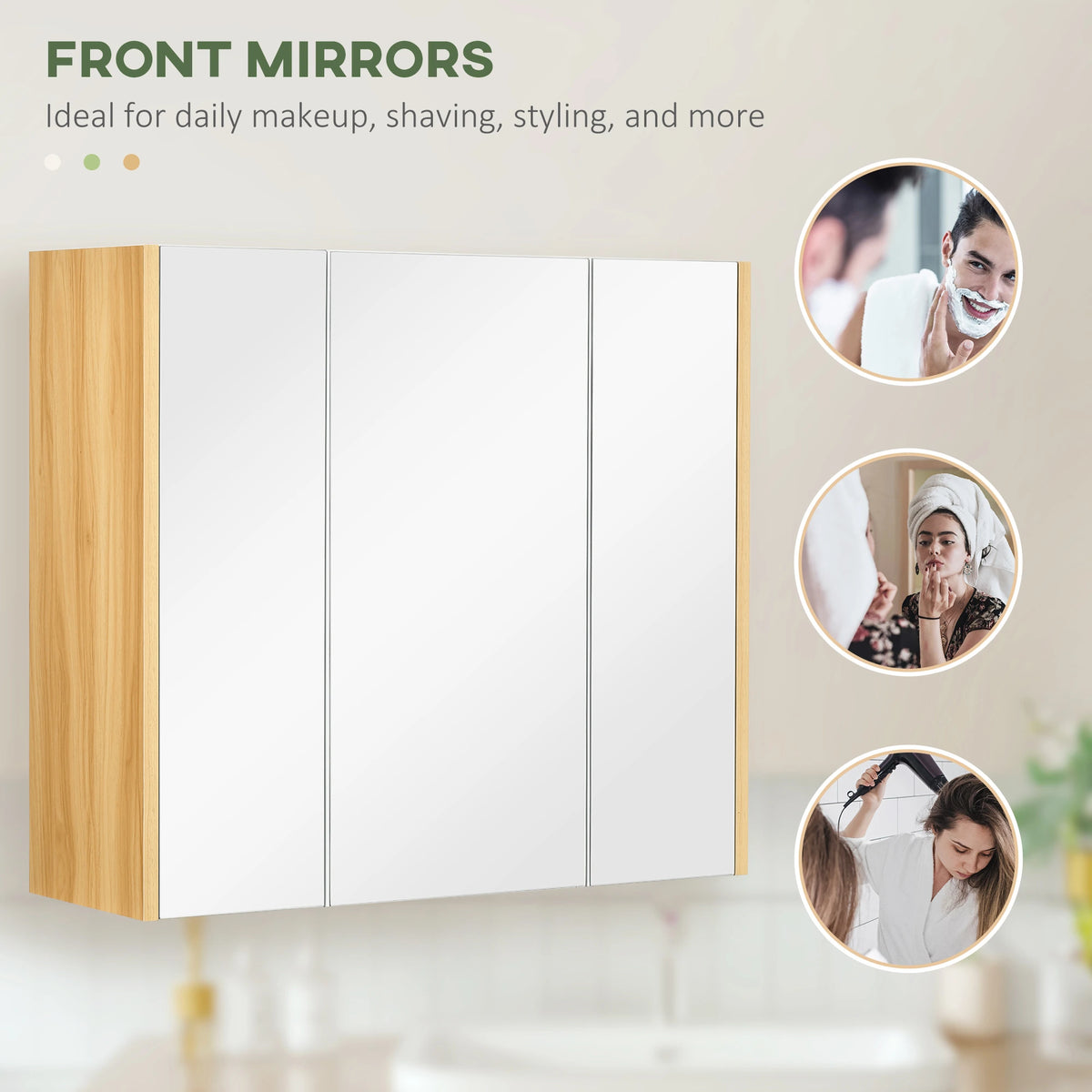Wall Mounted Medicine Cabinet, Mirror, 3 Doors, Adjustable Shelves, White Mirror Medicine Cabinets at Gallery Canada