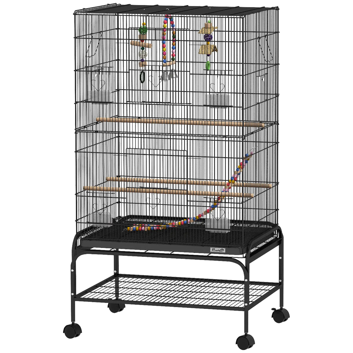 43" Bird Cage With Rolling Stand, Toys, For Budgies Canaries, Black Bird Cages Black at Gallery Canada