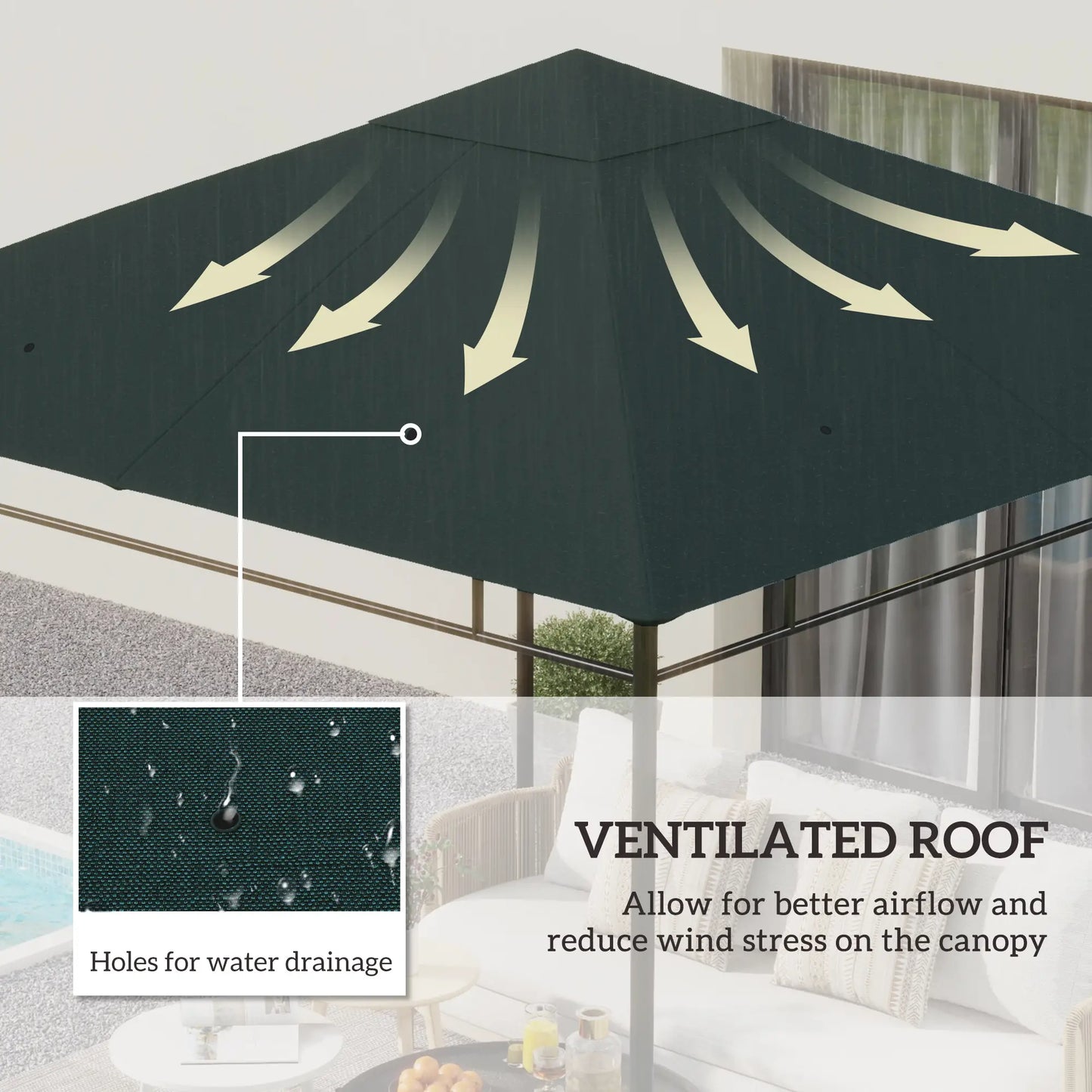 10' x 10' Square Gazebo Canopy, UV Protected, Sun Shade, Grey Gazebo Canopy Replacement at Gallery Canada