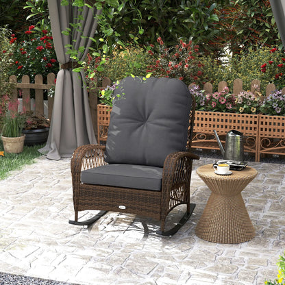 Outdoor Wicker Rocking Chair With Thick Cushions, Black Outdoor Rocking Chairs at Gallery Canada