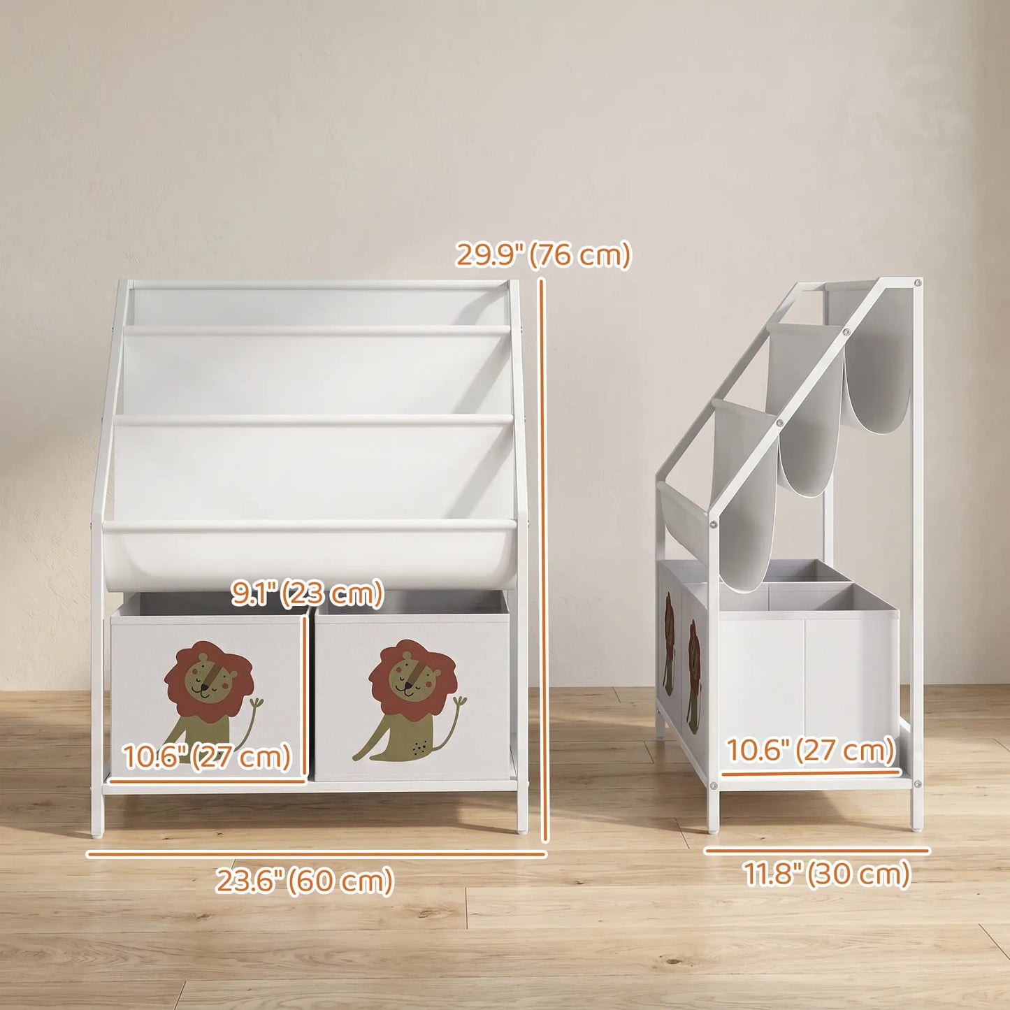3-Tier Sling Bookshelf With Toy Storage, Montessori Organizer Baby & Kids Storage at Gallery Canada