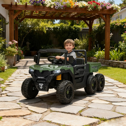 24V 4WD Kids Ride On Truck, 6 Wheels, 2 Seater, Remote, Dump Bed, Green Electric Toy Cars at Gallery Canada