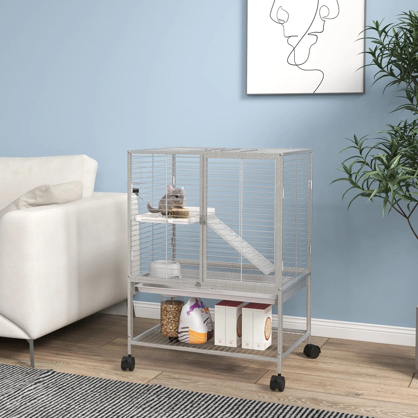 Small Animal Cage 34"H, Removable Tray, Storage Shelf, Light Grey Houses & Habitats at Gallery Canada
