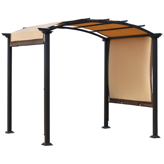 10' x 8' Outdoor Retractable Canopy, Steel Frame Pergola, Beige Pergolas Beige at Gallery Canada