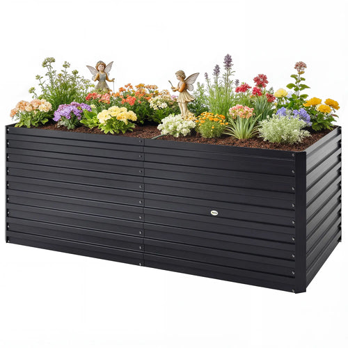 5' x 3' x 2' Galvanized Raised Garden Bed, Black Planter Box, Black