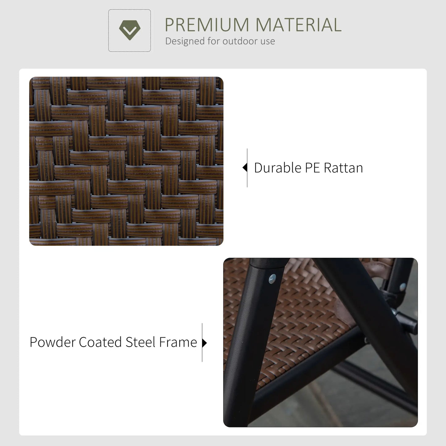 Rattan Reclining Folding Chair Set Of 2, Outdoor Wicker, Brown Foldable Chairs at Gallery Canada