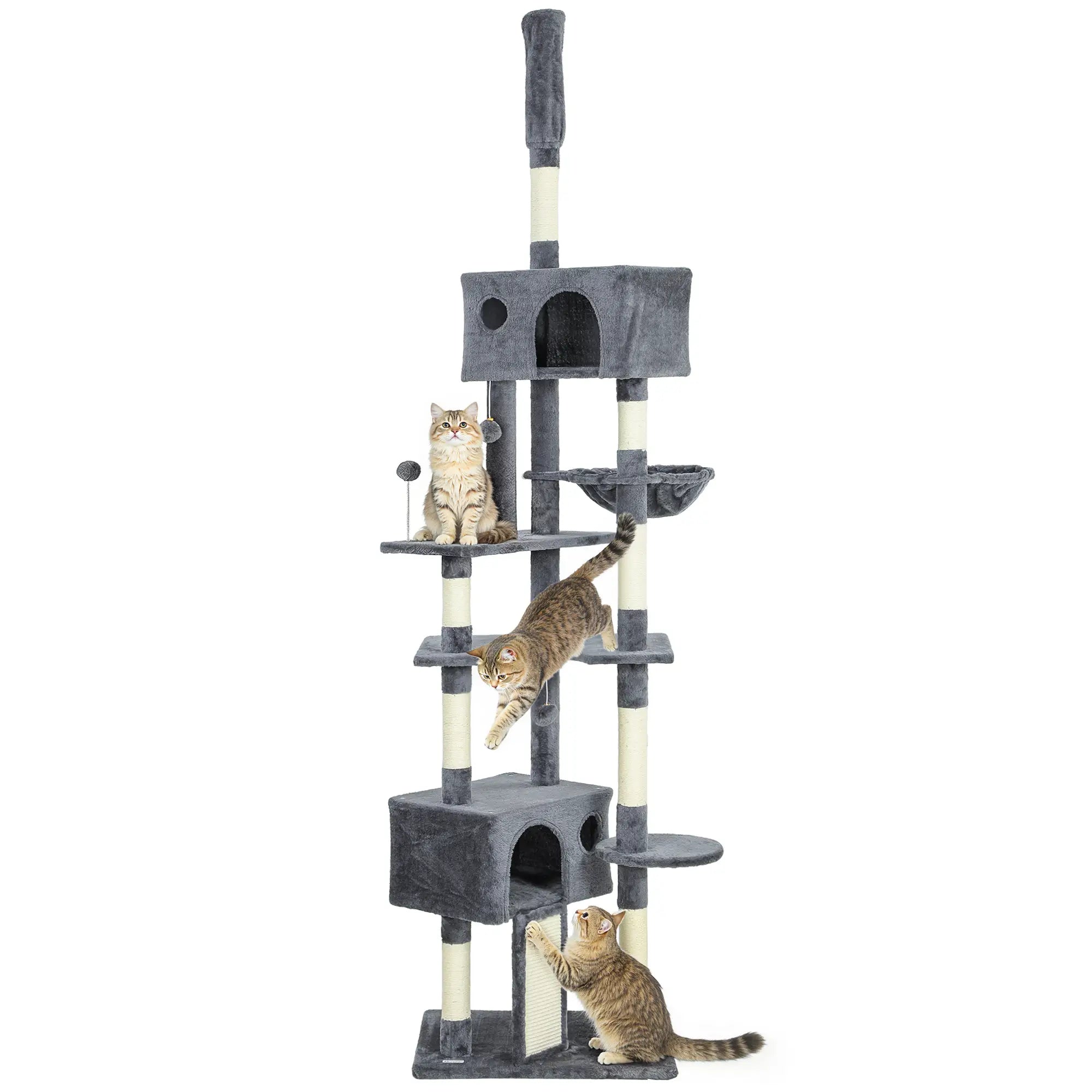 Floor To Ceiling Cat Tree, 230-250cm, 2 Condos, Hammock, Sisal Posts, Dark Grey Floor to Ceiling Cat Trees at Gallery Canada