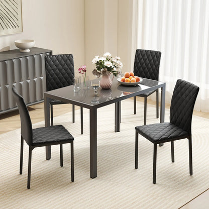 Modern Dining Chairs Set of 4, Upholstered Faux Leather, Black Bar Stools at Gallery Canada