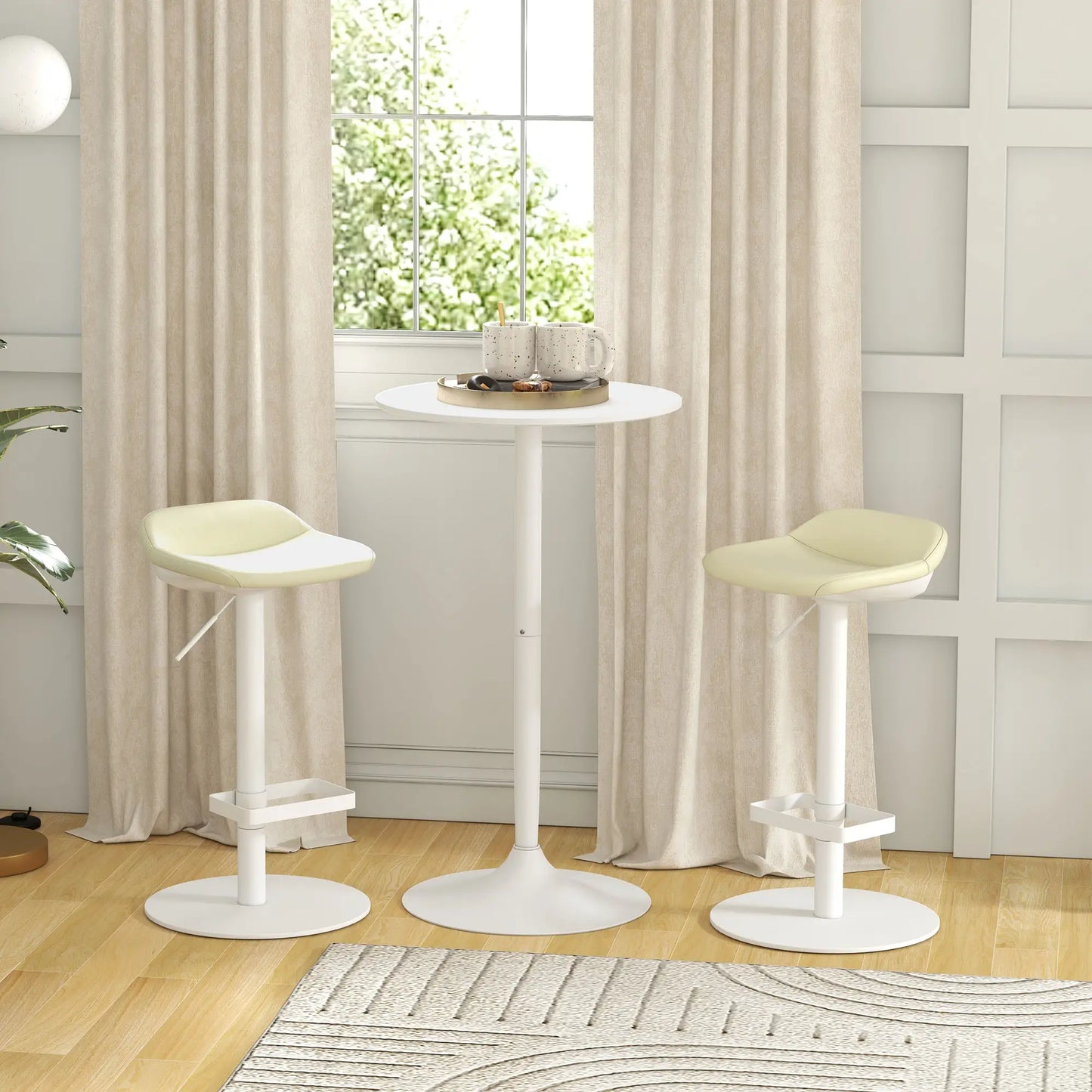Modern Round High Top Bar Table, Steel Base, 2-Person, White Bar Tables & Dining Tables at Gallery Canada