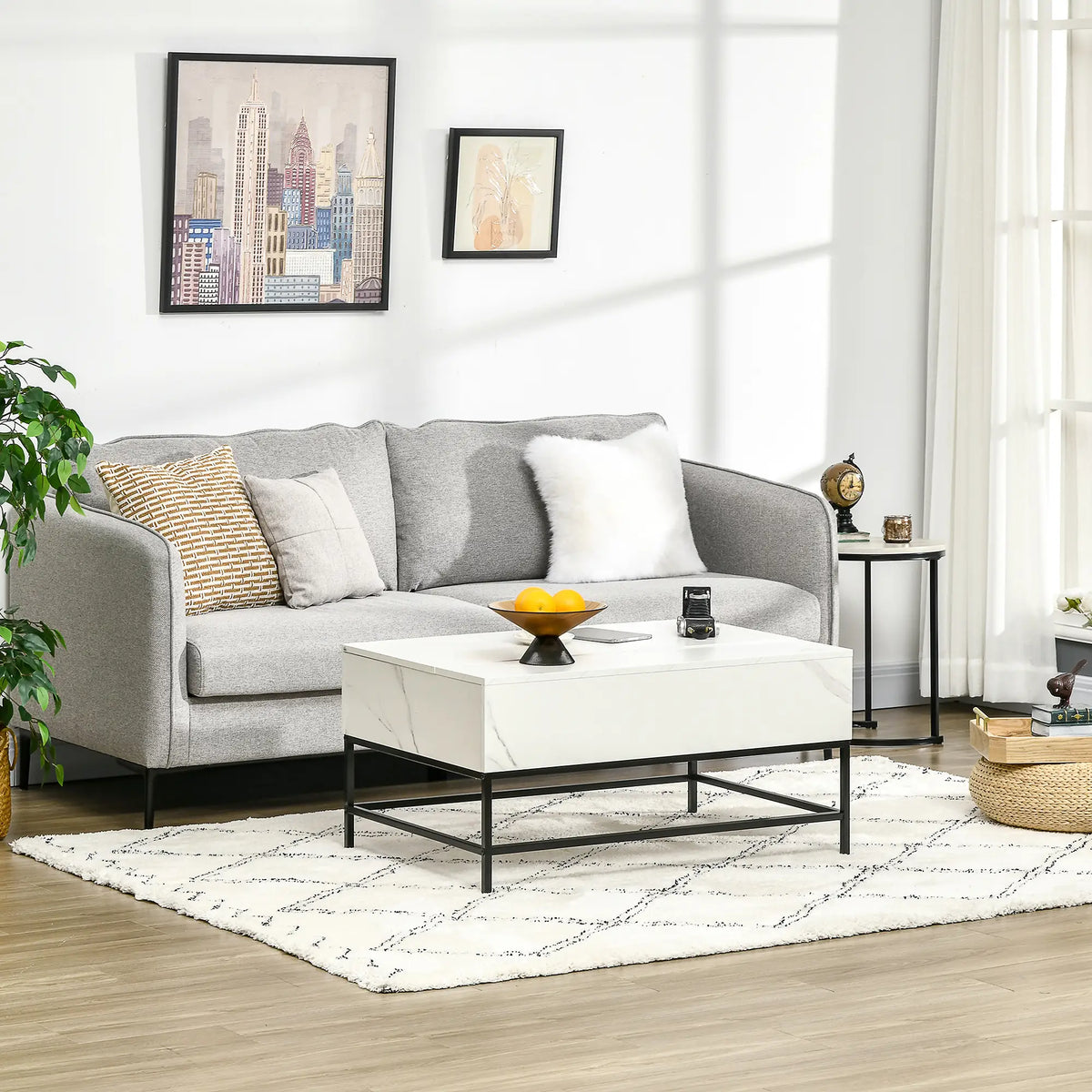 Lift Top Coffee Table With Hidden Storage, White Coffee Tables at Gallery Canada
