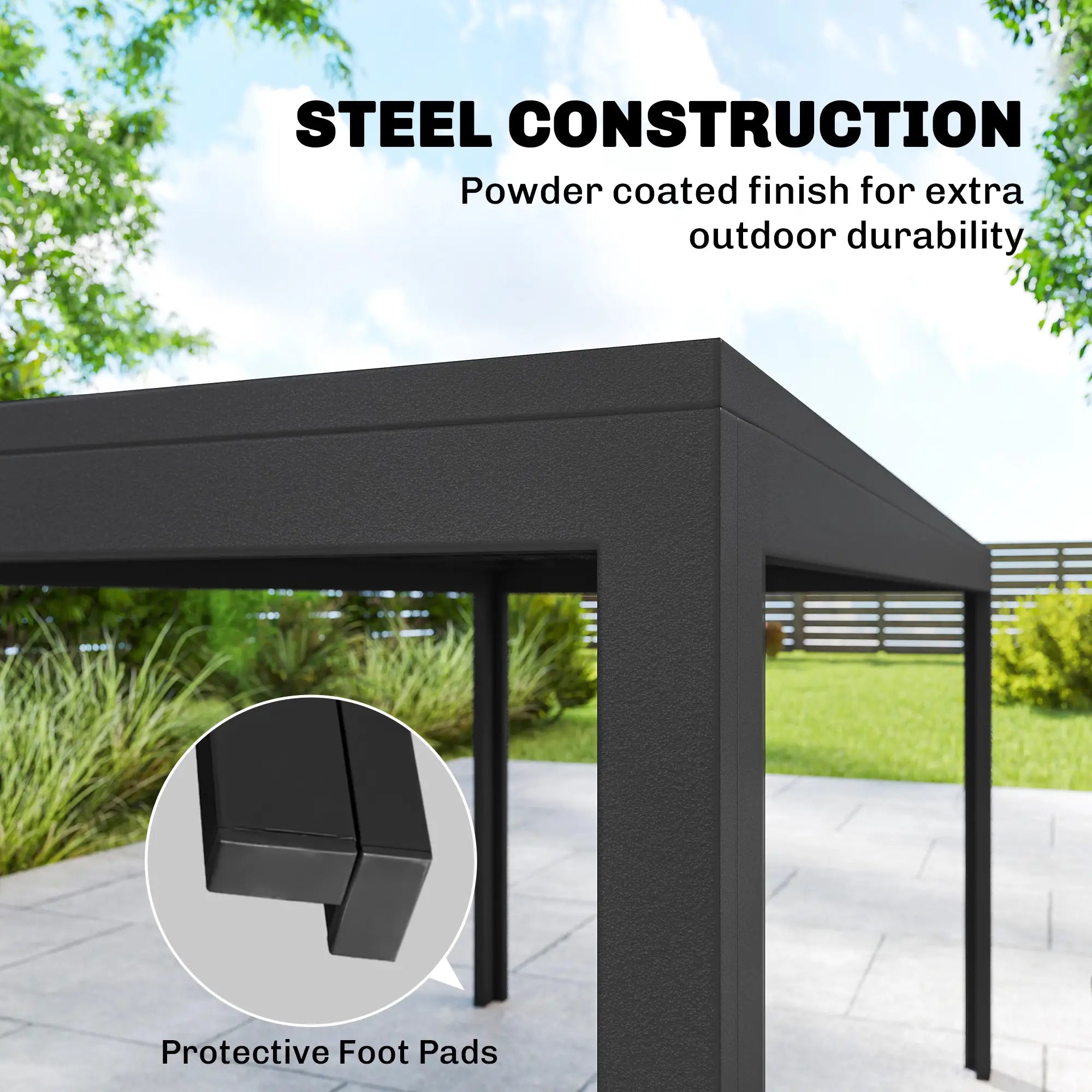 Outdoor Dining Set For 6, Black Metal Patio Table, Mesh Stackable Chairs, Black Outdoor Dining Sets at Gallery Canada