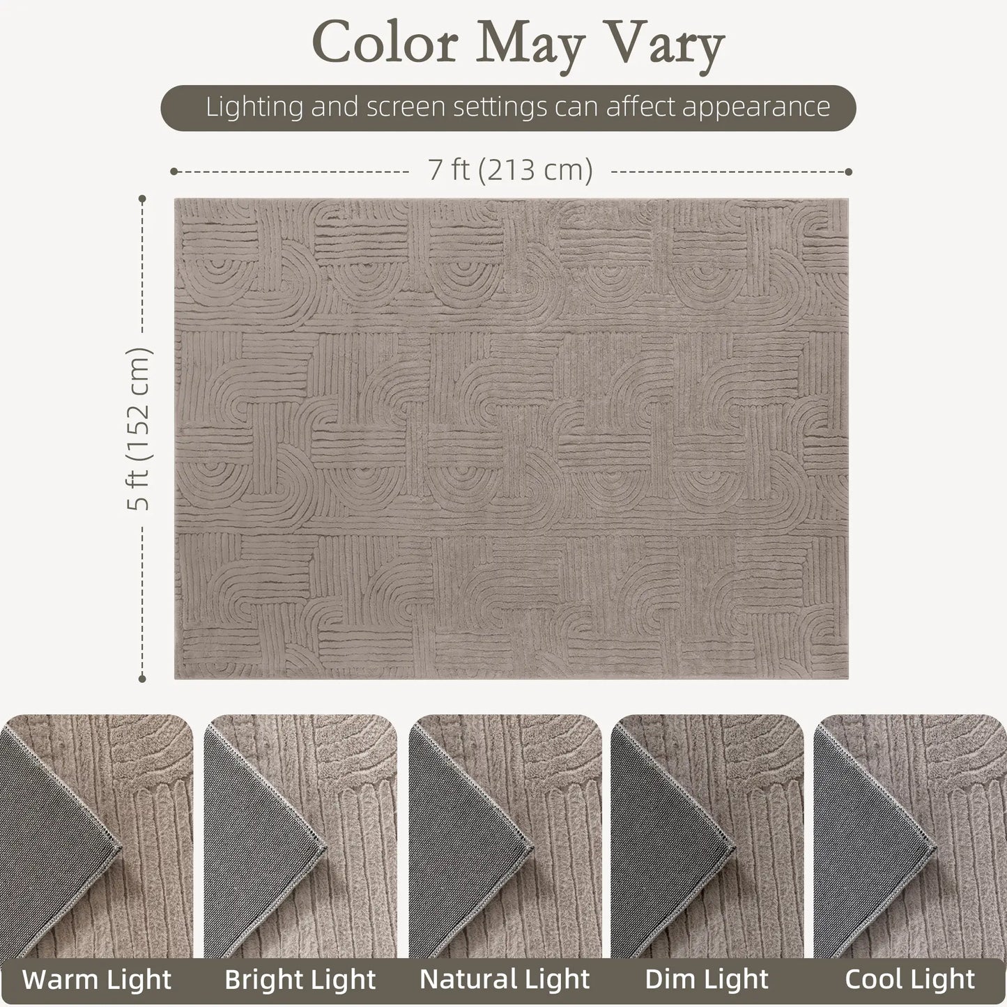 5x7 Faux Fur Rug, Non-Slip Carpet for Living Room, Bedroom, Tan Area Rugs at Gallery Canada