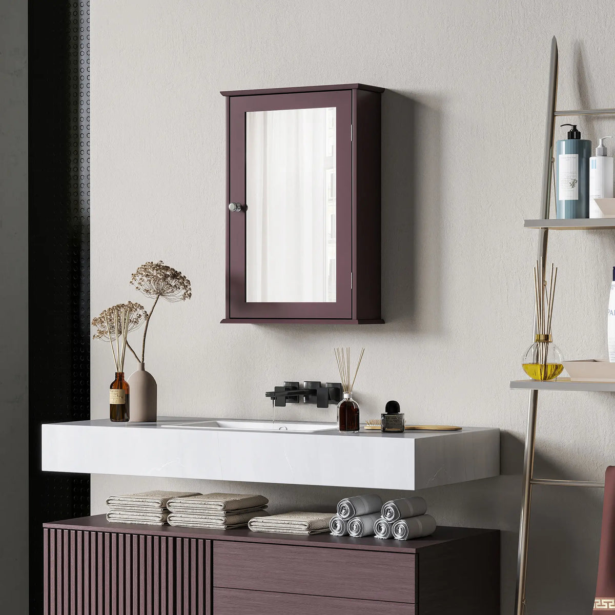 Bathroom Mirror Cabinet, Wall Mounted Medicine Cabinet, Dark Brown Mirror Medicine Cabinets at Gallery Canada