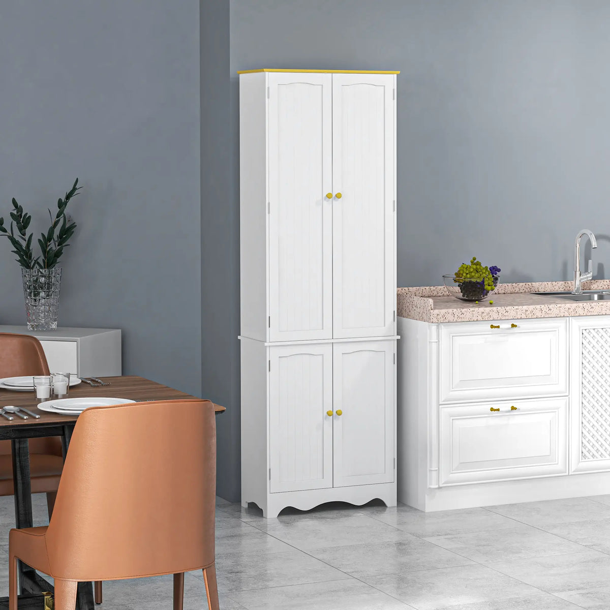 Freestanding Storage Cabinet, Kitchen Pantry with 4 Shelves, 4 Doors Kitchen Pantry Cabinets at Gallery Canada