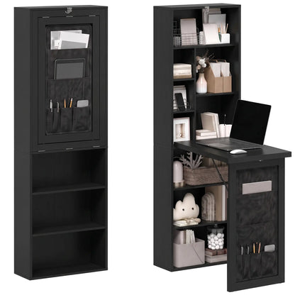 Fold-Out Computer Desk with Shelves, Bag, Wall Mount, Black Computer Desks Multi Colour at Gallery Canada
