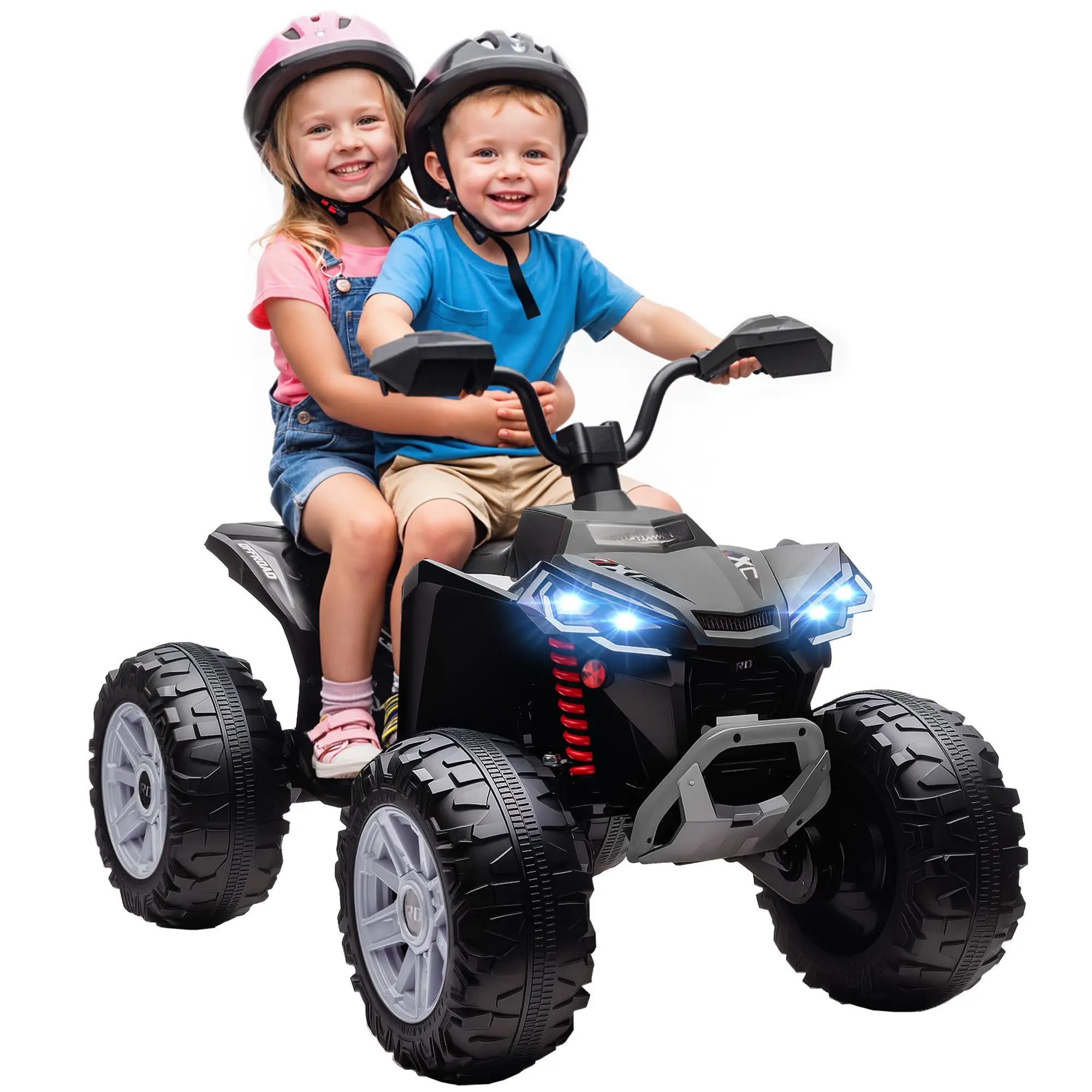 2-Seater All-Terrain 4 Wheeler, 24V Kids ATV, Electric Quad Car, Black Electric Toy Cars at Gallery Canada
