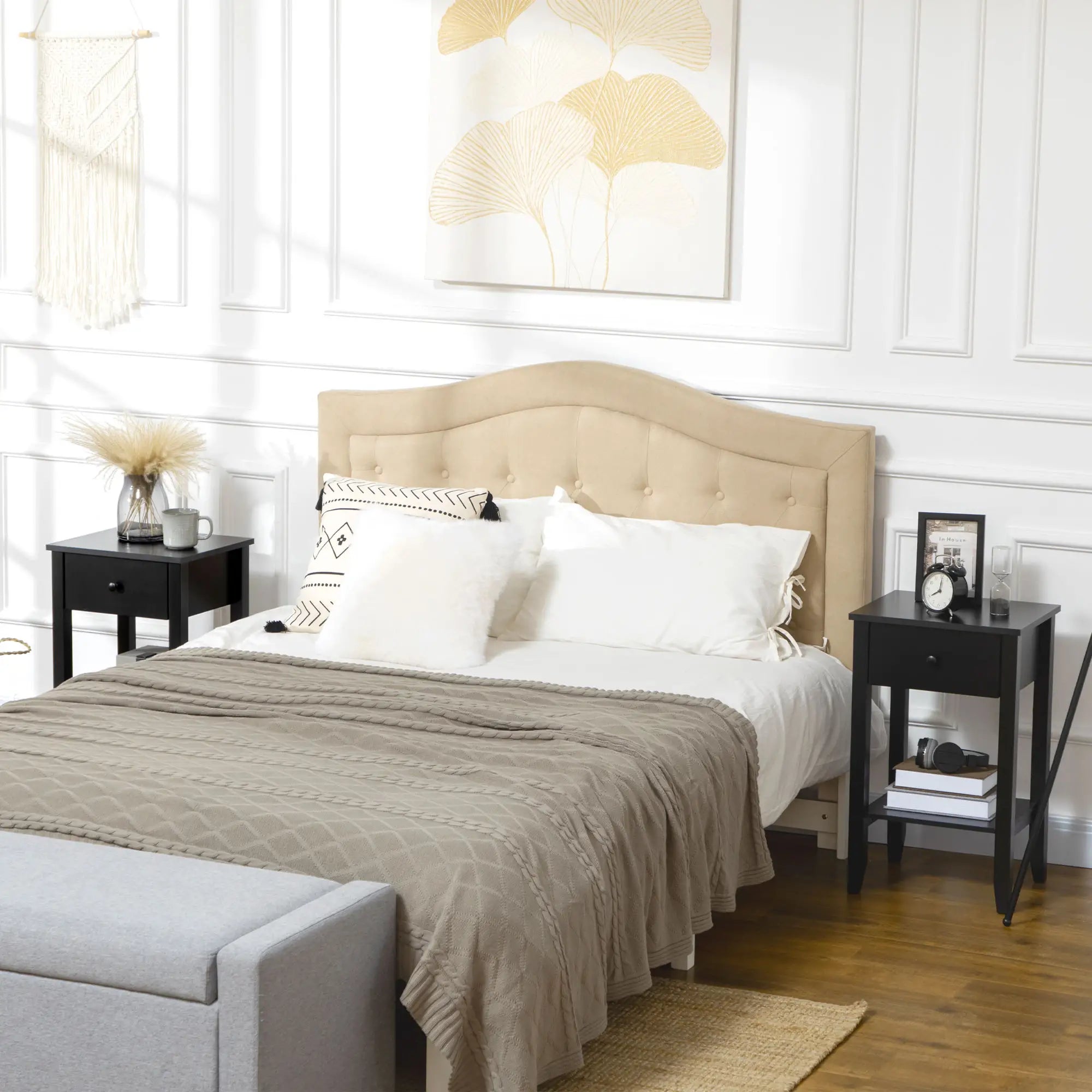 Side Table Set of 2, End Tables with Drawer, 2-Tier Nightstand, Black Side Tables at Gallery Canada