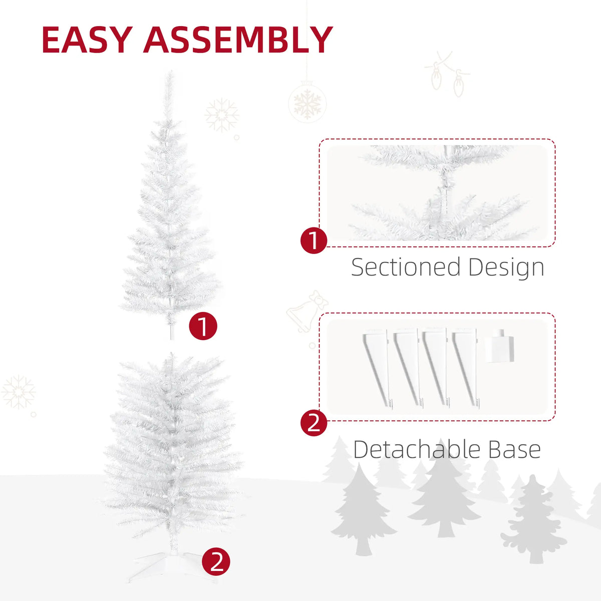 5FT Artificial Pencil Christmas Tree, Realistic Branches, White Pencil Christmas Trees at Gallery Canada