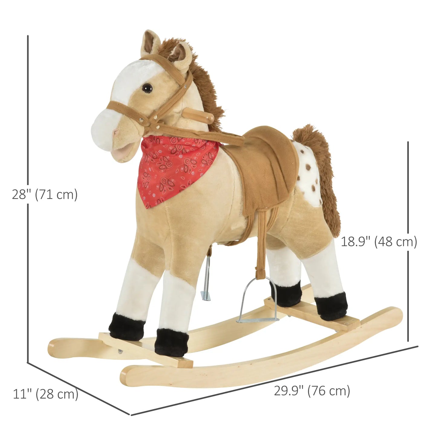 Kids Plush Ride-On Rocking Horse, Realistic Sounds, 3-6 Years, Beige Rocking Horses at Gallery Canada