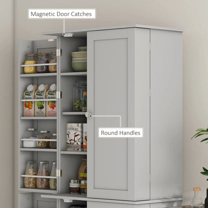 65" Kitchen Pantry Cabinet, 4 Doors, 16 Shelves, Grey Kitchen Pantry Cabinets at Gallery Canada