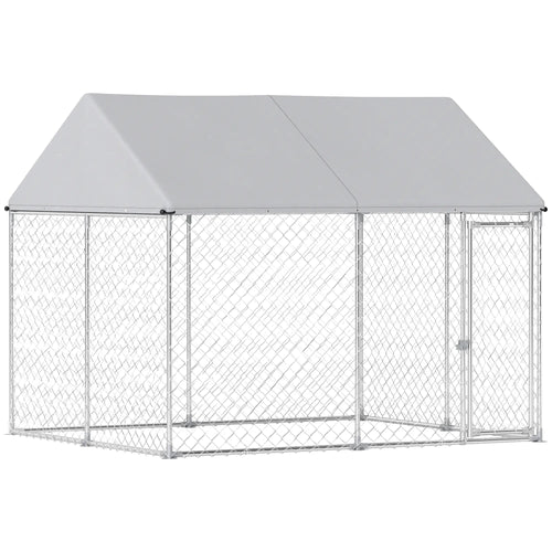 Heavy Duty Galvanized Steel Outdoor Dog Kennel with Waterproof Roof, Safety Lockable Latch System, 9.2' x 7.5' x 7.2'