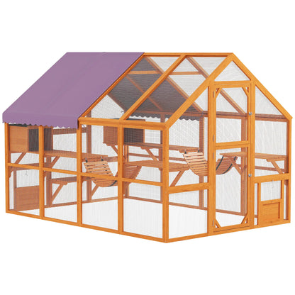 Wooden Outdoor Cat Enclosure, Weatherproof Canopy, Bridges, Resting Boxes, Platforms, for 3-6 Cats Outdoor Cat Enclosures at Gallery Canada