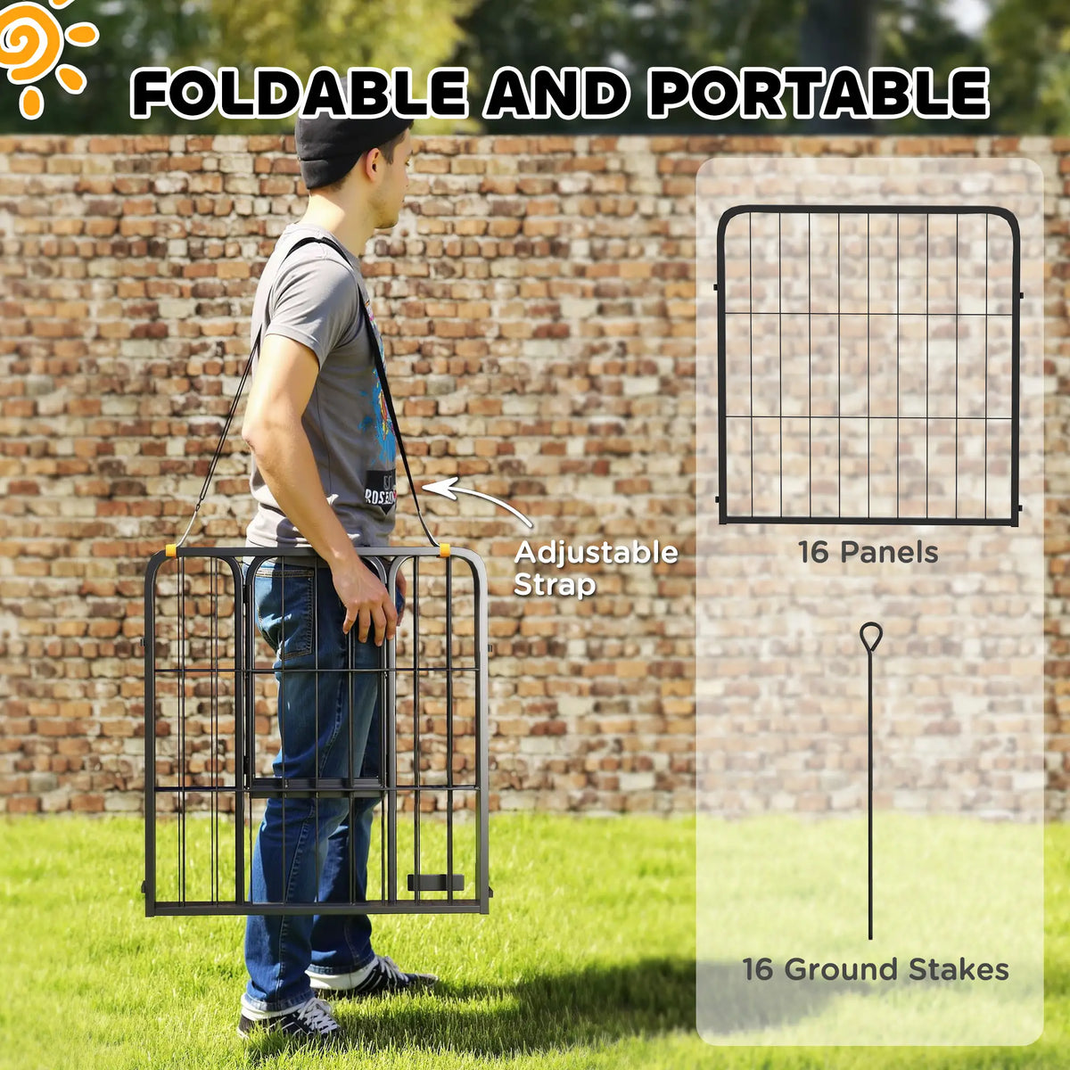 16 Panel Dog Playpen, Portable DIY, 24" Height, For Small Dogs Houses, Kennels & Pens at Gallery Canada