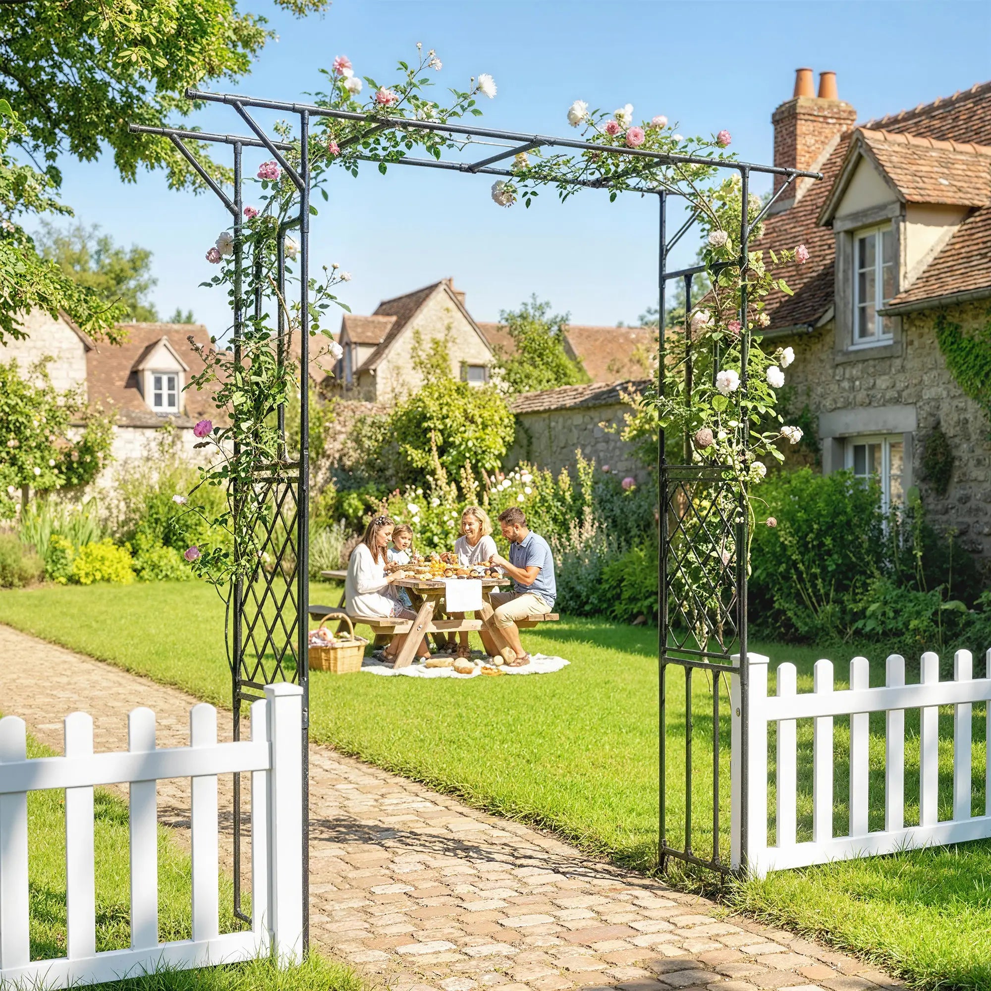 PE-Coated Steel Garden Arch Trellis, 70.9