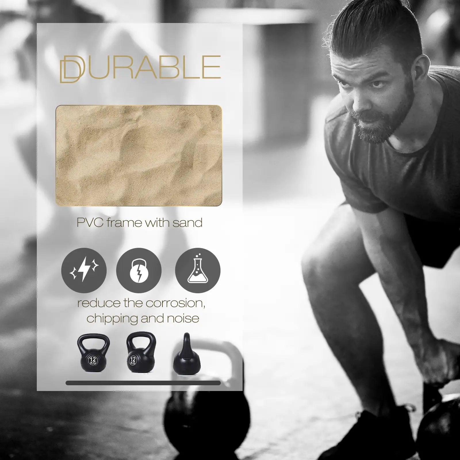 26lb Fitness Kettlebell, Plastic Exercise Weight, Sand Filled, Noise Reduction Strength Training Equipment at Gallery Canada