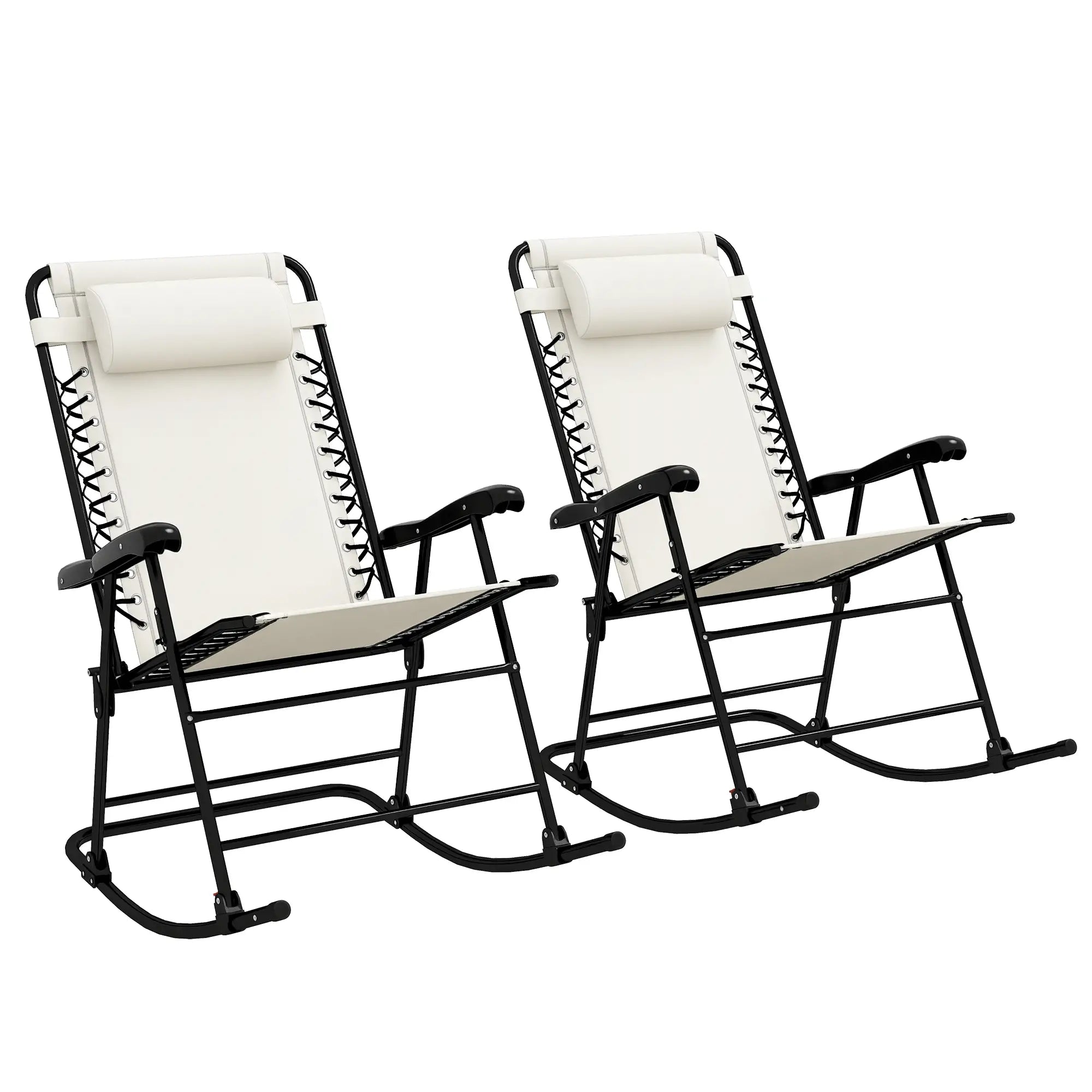 2pc Foldable Rocking Chair Set, Breathable Mesh Seat, Cream Outdoor Rocking Chairs at Gallery Canada