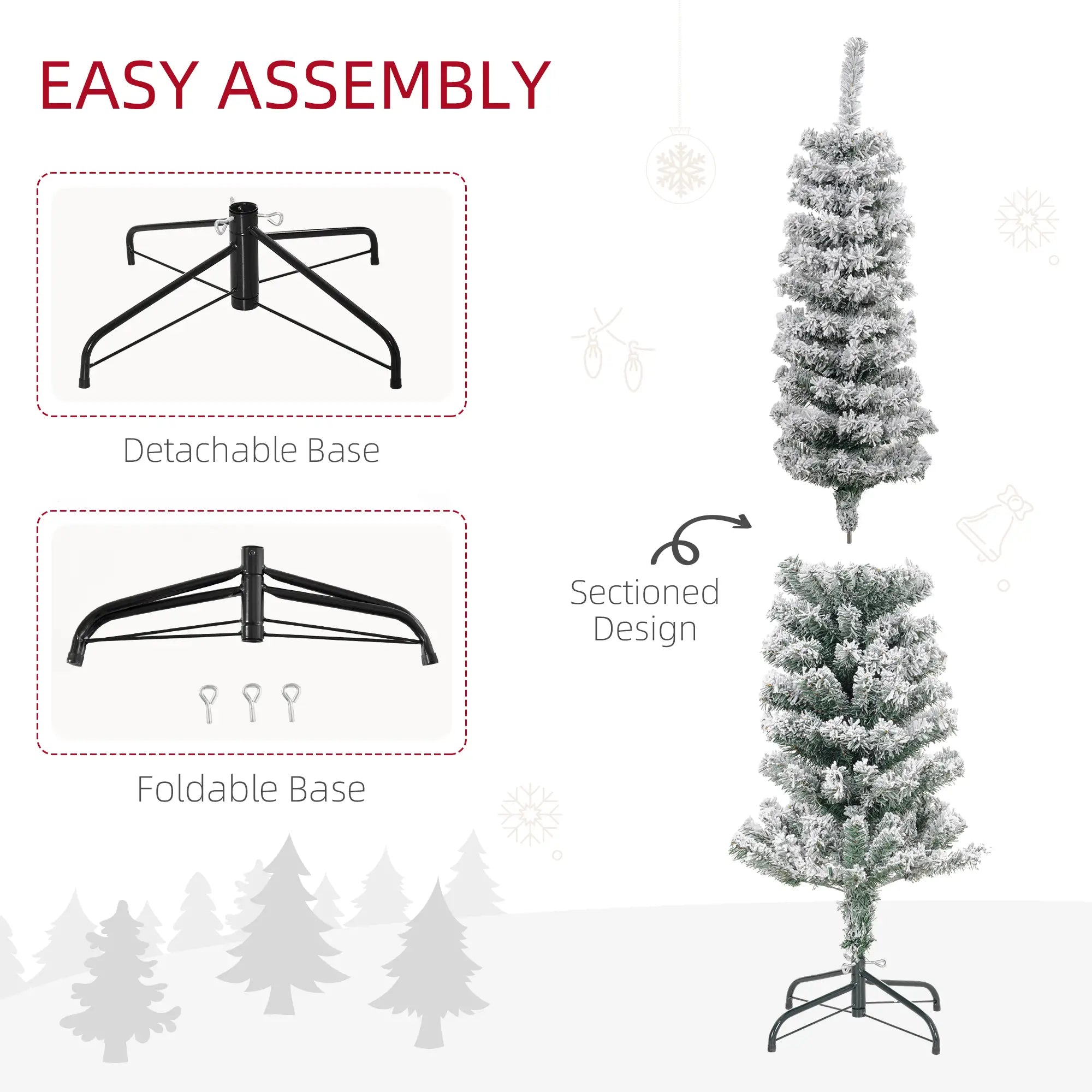 5ft Flocked Pencil Christmas Tree, Realistic Tips, Green Pencil Christmas Trees at Gallery Canada
