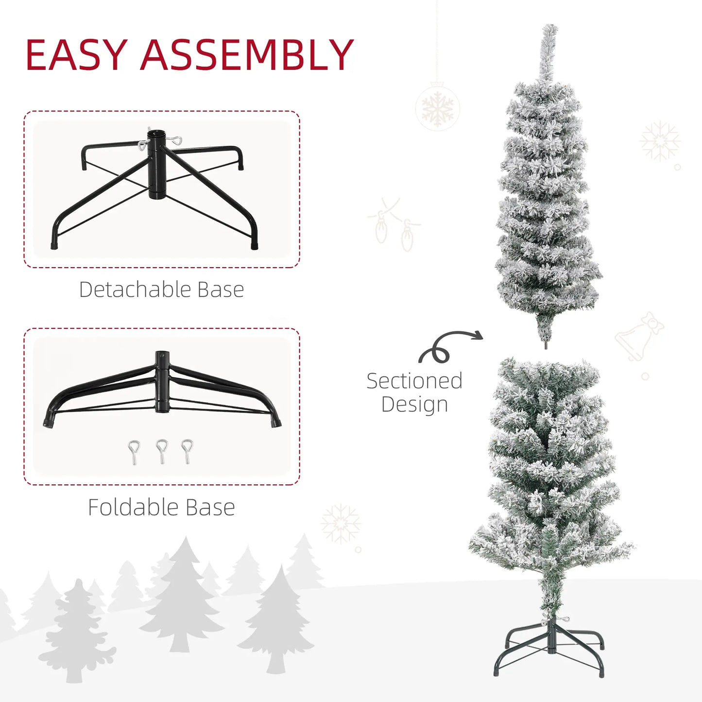 5ft Flocked Pencil Christmas Tree, Realistic Tips, Green Pencil Christmas Trees at Gallery Canada