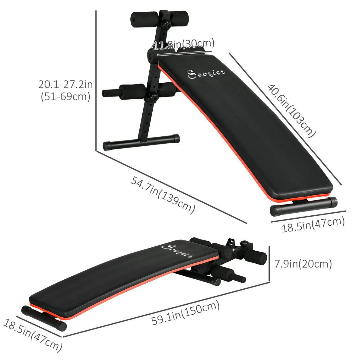 Adjustable Foldable Sit Up Bench, Thigh Support, Black Sit Up Benches at Gallery Canada