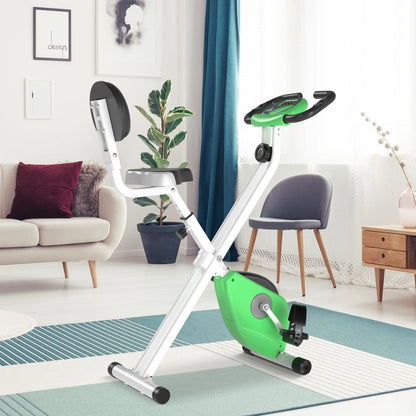 Foldable Indoor Stationary Bike, 8-Level Magnetic Resistance, Green