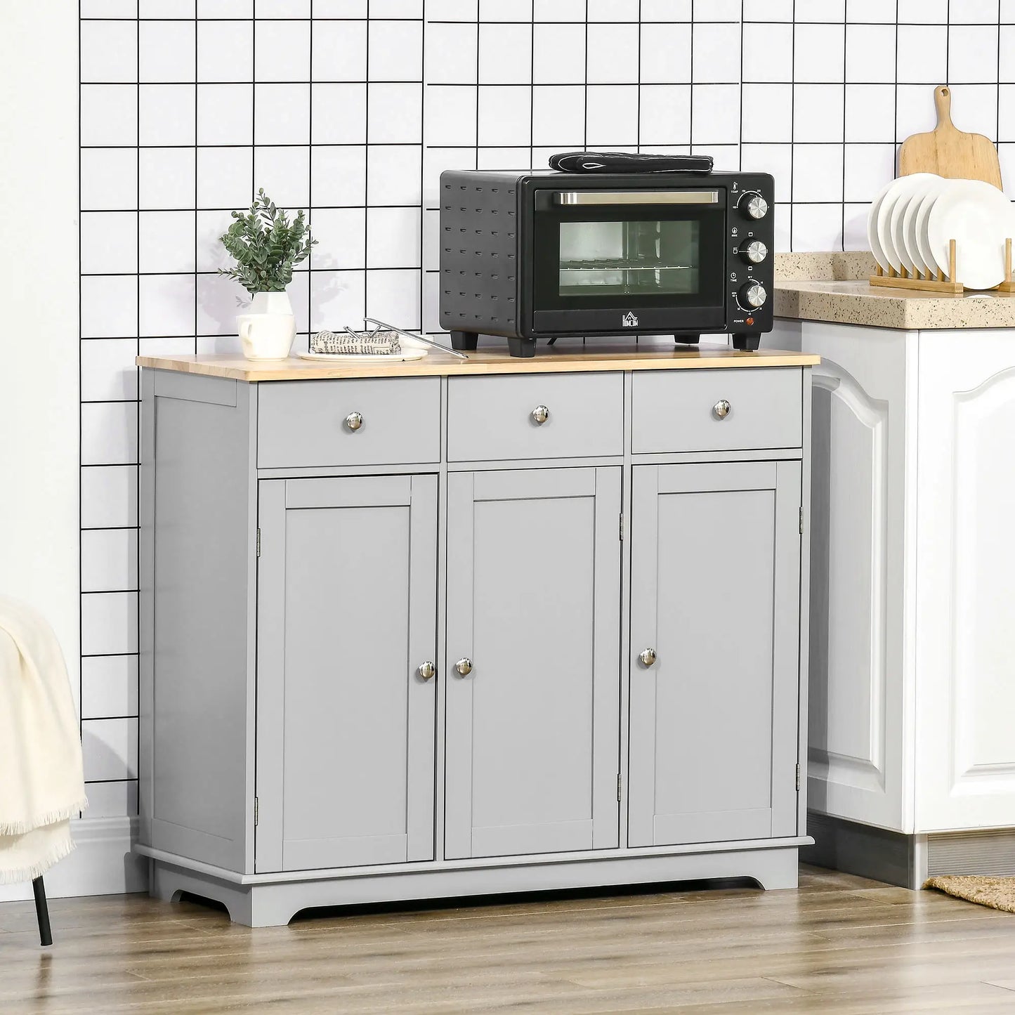 Modern Sideboard, Buffet Cabinet with Storage, Drawers, Adjustable Shelves, Grey Bar Cabinets at Gallery Canada