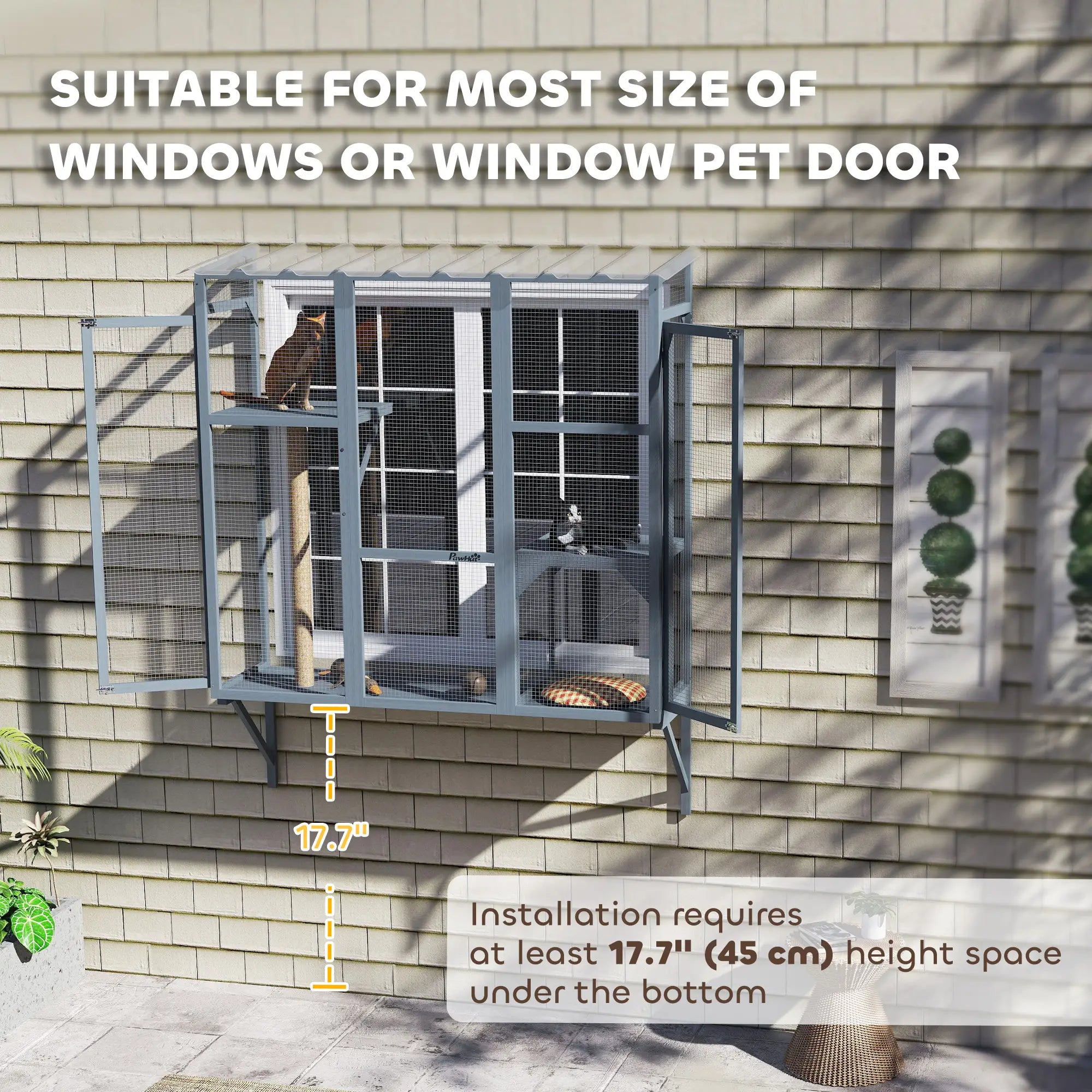 Wooden Catio Outdoor Enclosure, Large Size, Grey Outdoor Cat Enclosures at Gallery Canada