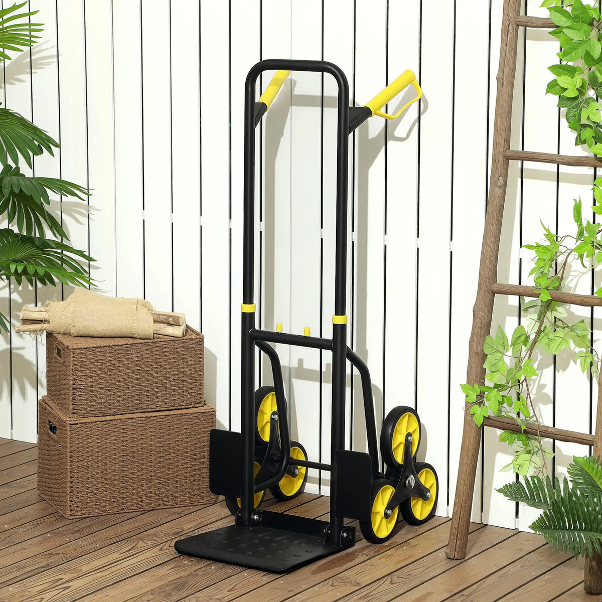 6-Wheels Stair Climber Cart, Foldable Steel, 264lbs Capacity, Yellow Folding Hand Trucks at Gallery Canada
