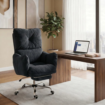 Ergonomic Office Gaming Chair With Foot Rest, Fabric, Black Task Chairs at Gallery Canada