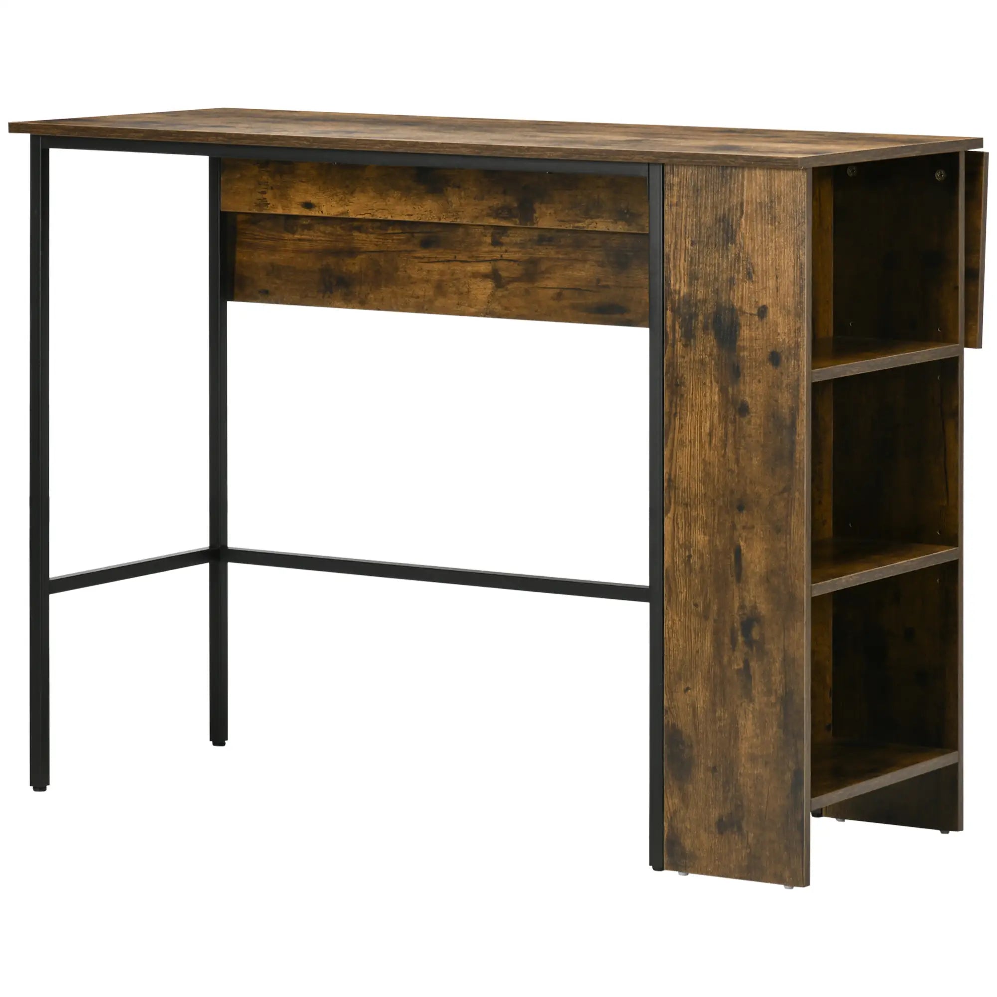 Counter Height Table, Drop Leaf, Extendable, Adjustable Shelf, Rustic Brown, Brown Bar Sets at Gallery Canada