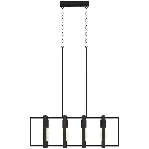Farmhouse Kitchen Island Linear Pendant Light, 4 Rotatable Frames, Black