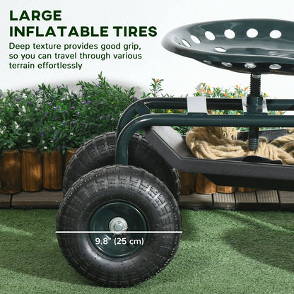 Garden Cart Seat On Wheels With Tool Tray, 360 Swivel, Adjustable Garden Accessories at Gallery Canada