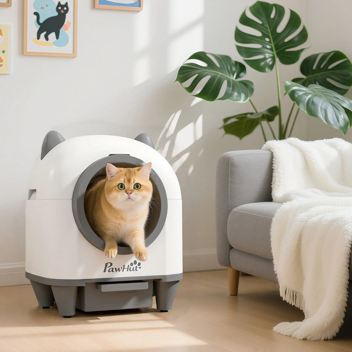 Automatic Cat Litter Box, App Control, Odor Isolation, Safety Protection Cat Litter Box Enclosures at Gallery Canada