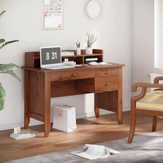 Study Table With Storage Hutch, Brown Writing Desks Red Brown at Gallery Canada