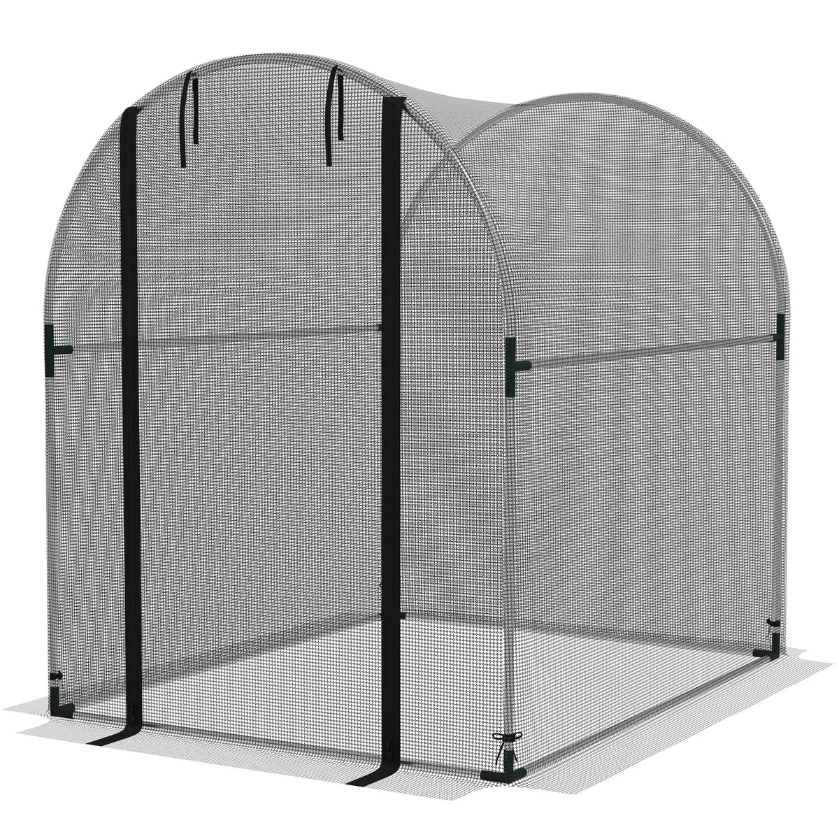4.9' x 3.9' Crop Cage, Zipper Roll-Up Door, Mesh Plant Protection Tent Greenhouses Black, Silver at Gallery Canada