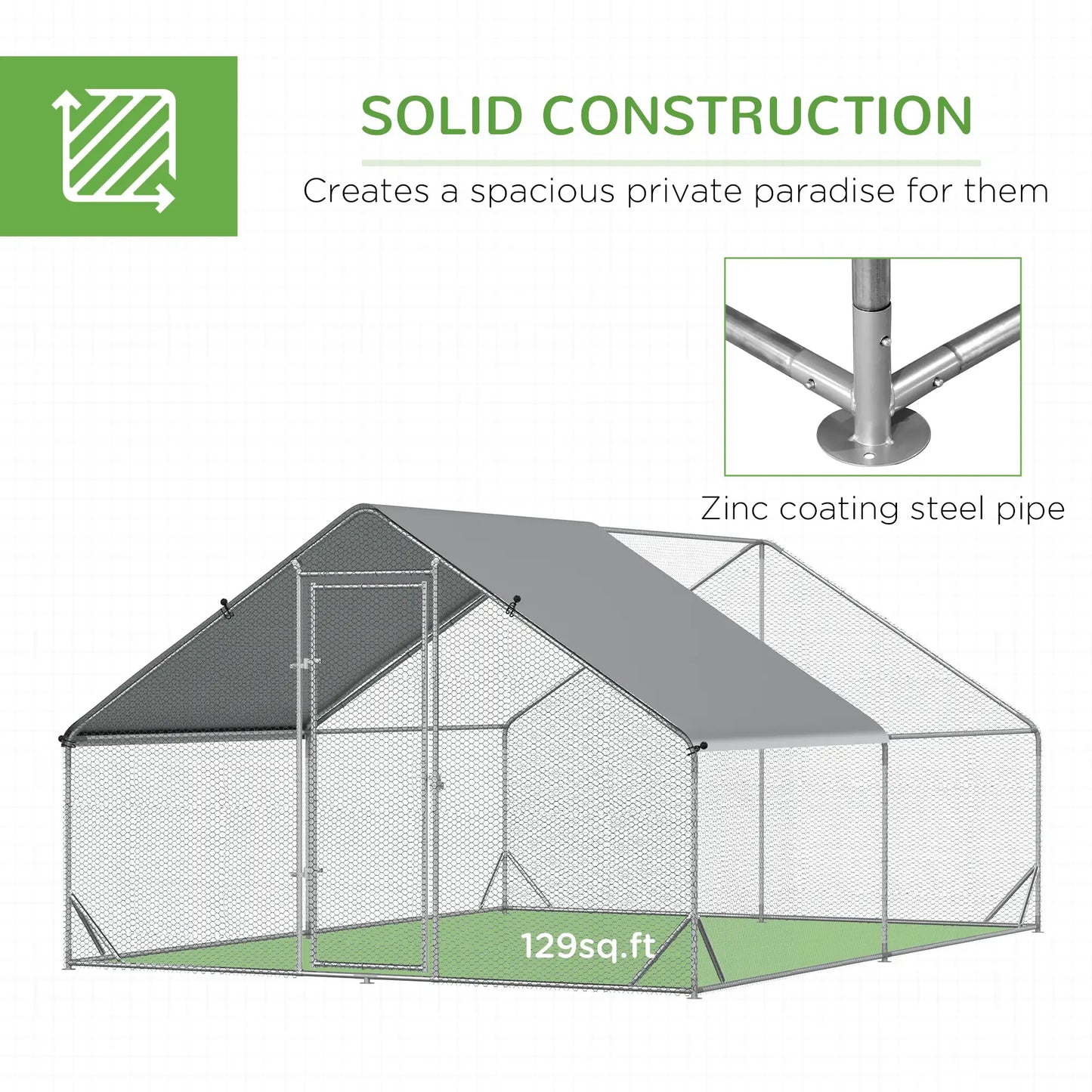 9.8' x 13.1' x 6.6' Chicken Coop, Outdoor Hen House, Cover, Lockable Door Chicken Coops at Gallery Canada